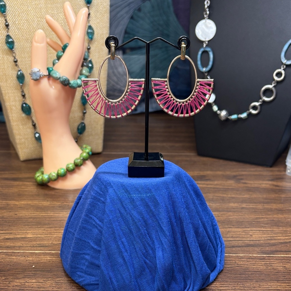 New Fuchsia, Pink Hoop Earrings